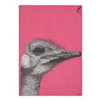 Ostrich on Pink - Tea towel