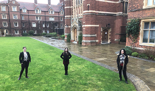 Women in Stem on main lawn outside Chapel