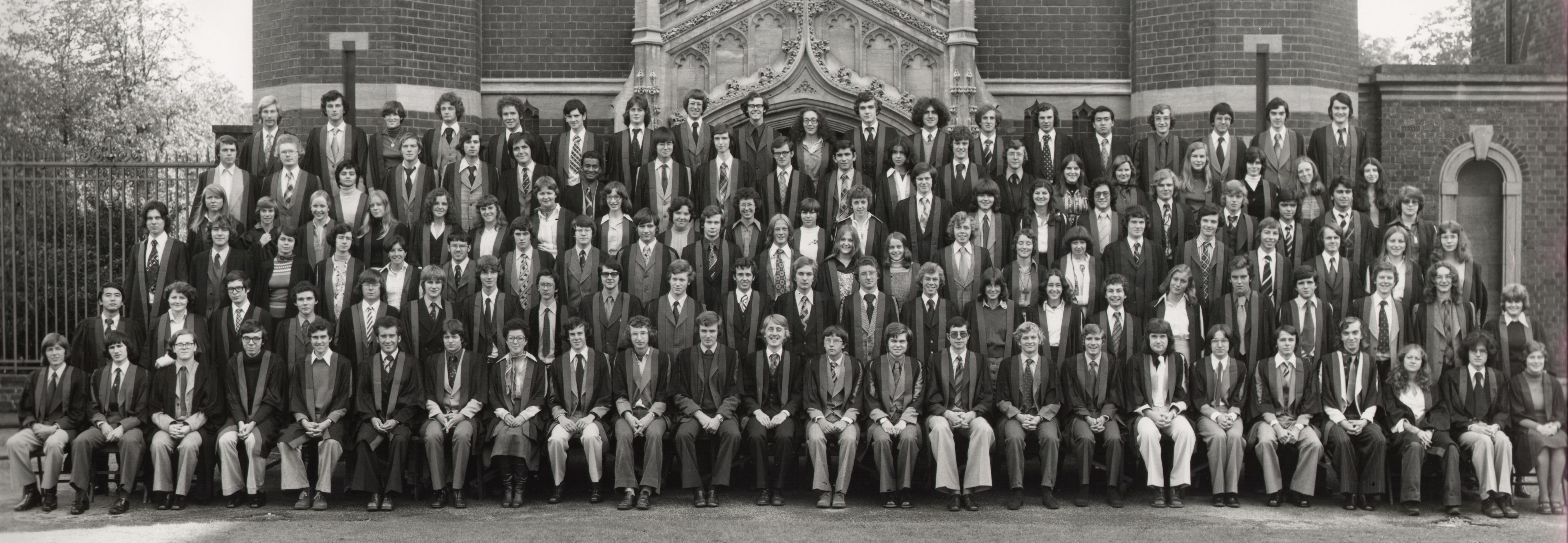 A matriculation photo from 1976, the first year that women were part of the intake.