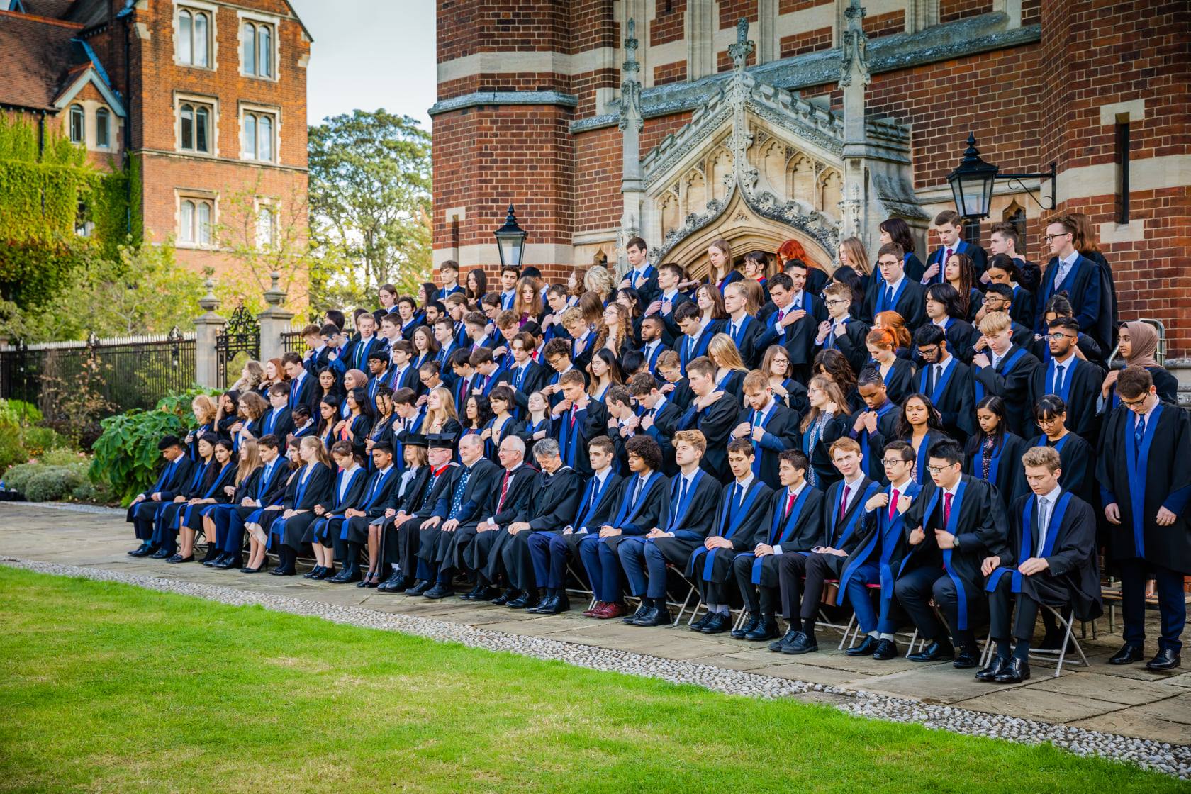 Students outside chapel at matriculation