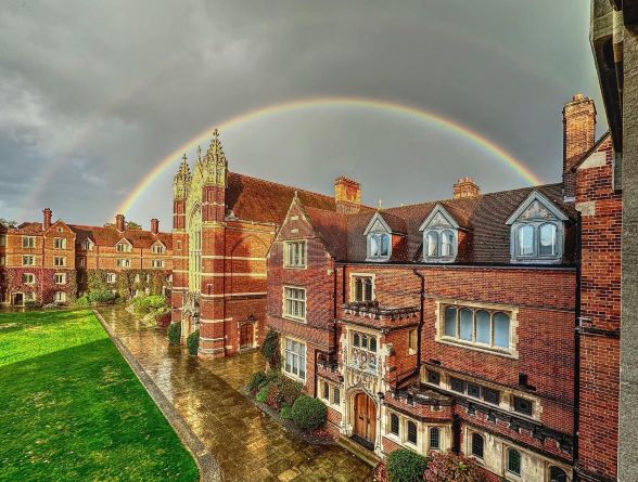 Selwyn Chapel with a rainbow