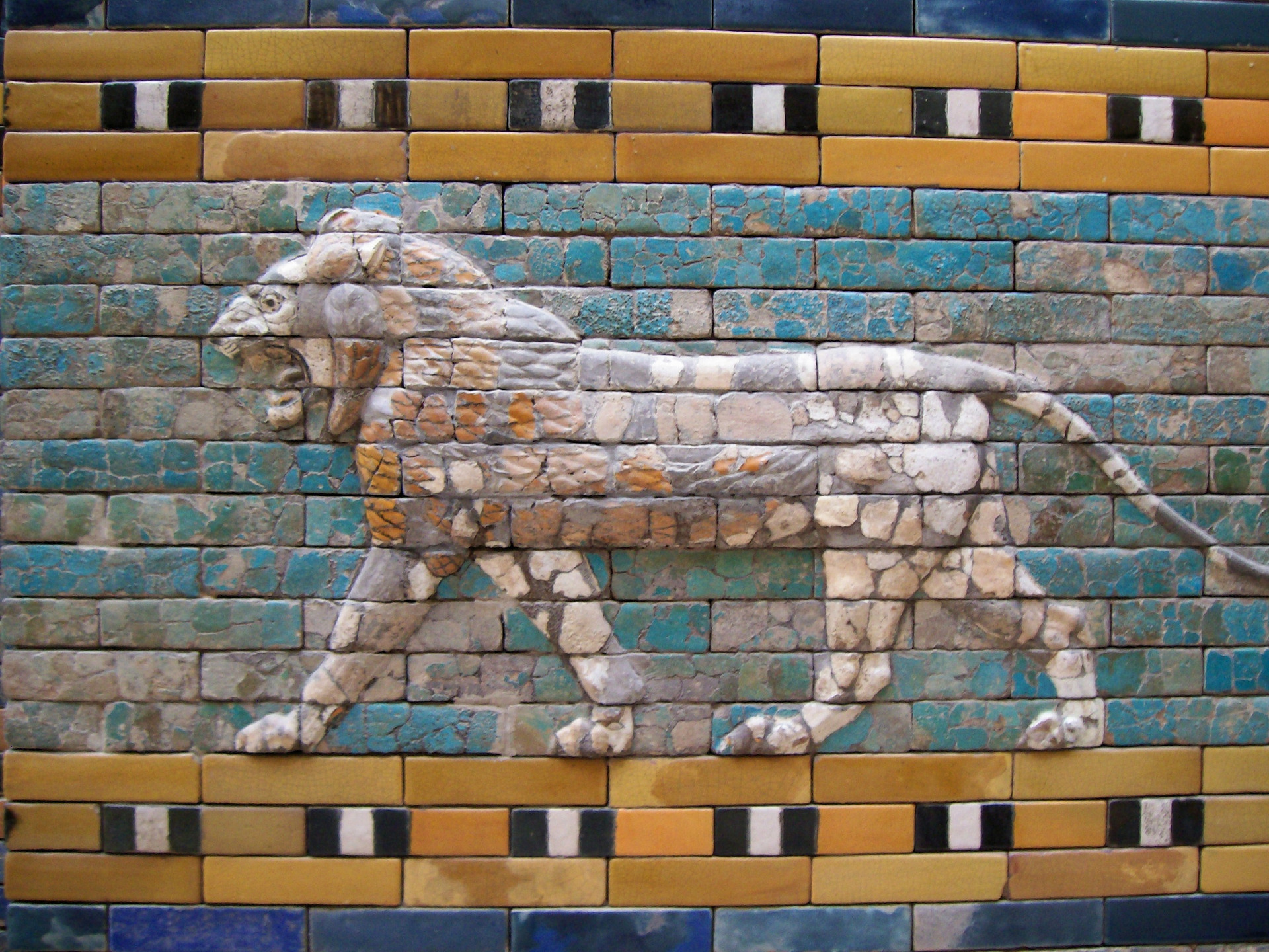 Students have rare access to museum collections, here a 'striding lion' from the Processional Way in Babylon at the Pergamon Museum in Berlin