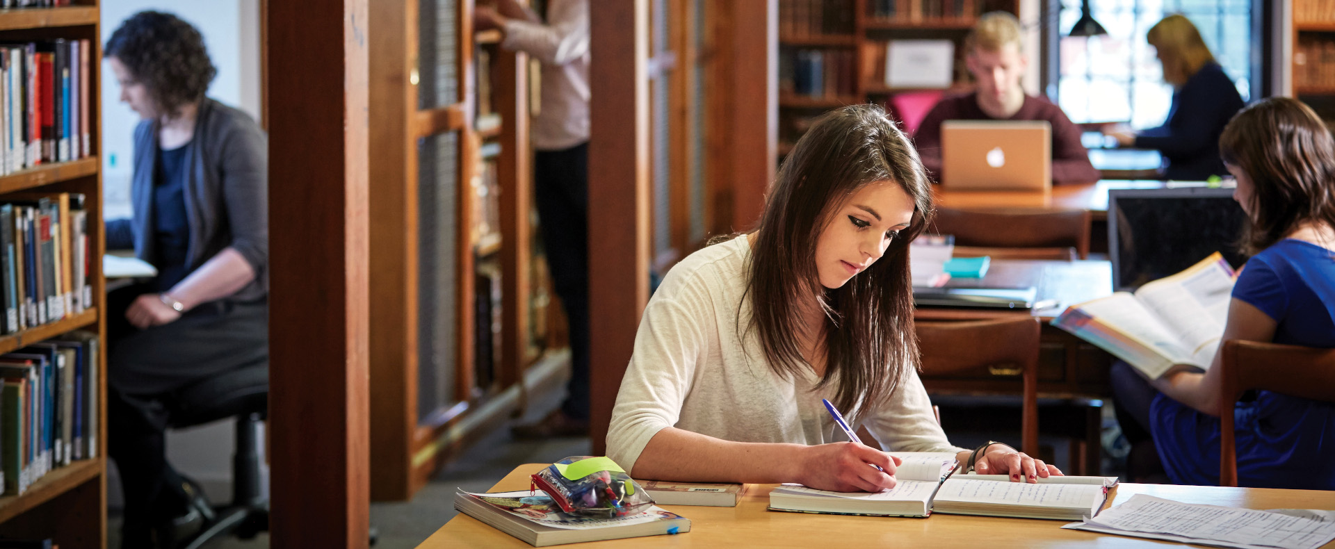 The library is well stocked and has plenty of study areas