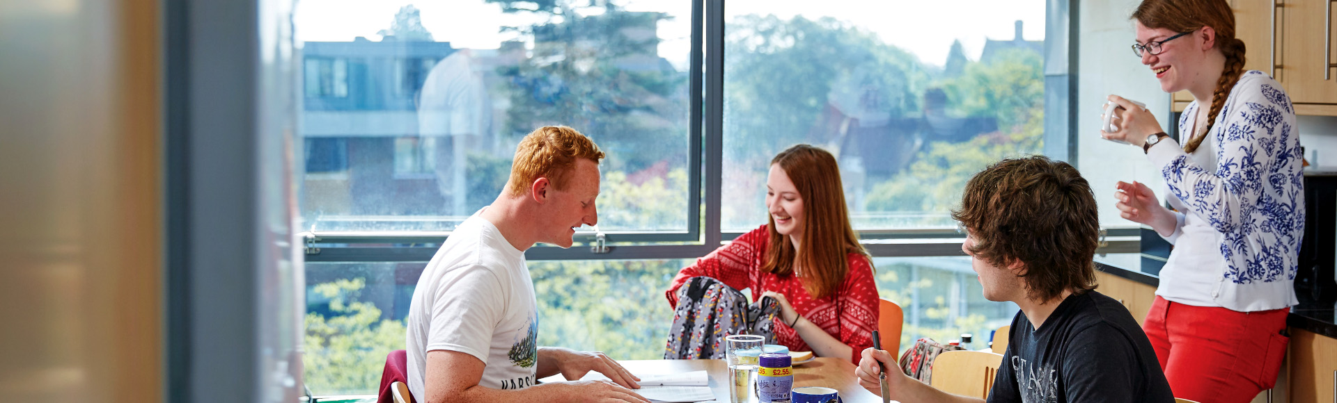 Students in a kitchenette