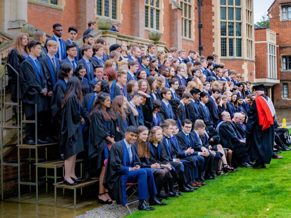 The photograph shows students at a Selwyn matriculation in 2019