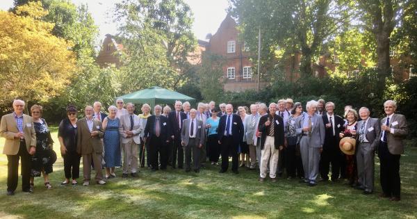 The master hosted pre-lunch drinks in his garden for the 60th anniversary gathering 